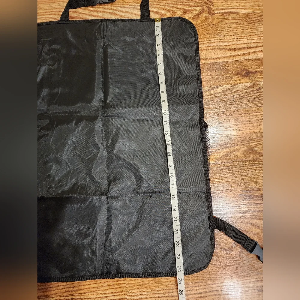 Black Backseat Car Organizer with Touch Screen Tablet Holder and lots of pockets